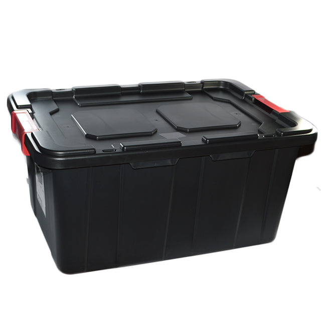 1 GLAD, Storage Container, Heavy Duty, Black 100L with Red Handle 1 GLAD, Storage Container, Heavy Duty, Black 100L with Red Handle